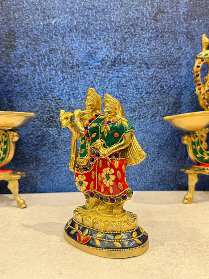 Brassaura® Brass Radha Krishna Statue | Height 7 Inches
