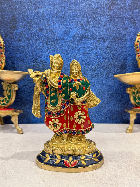 Brassaura® Brass Radha Krishna Statue | Height 7 Inches