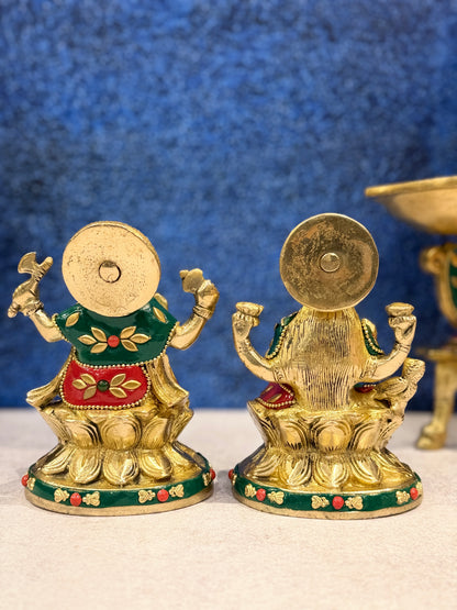Brassaura® Brass Laxmi Ganesh Statue | Height 5 Inches