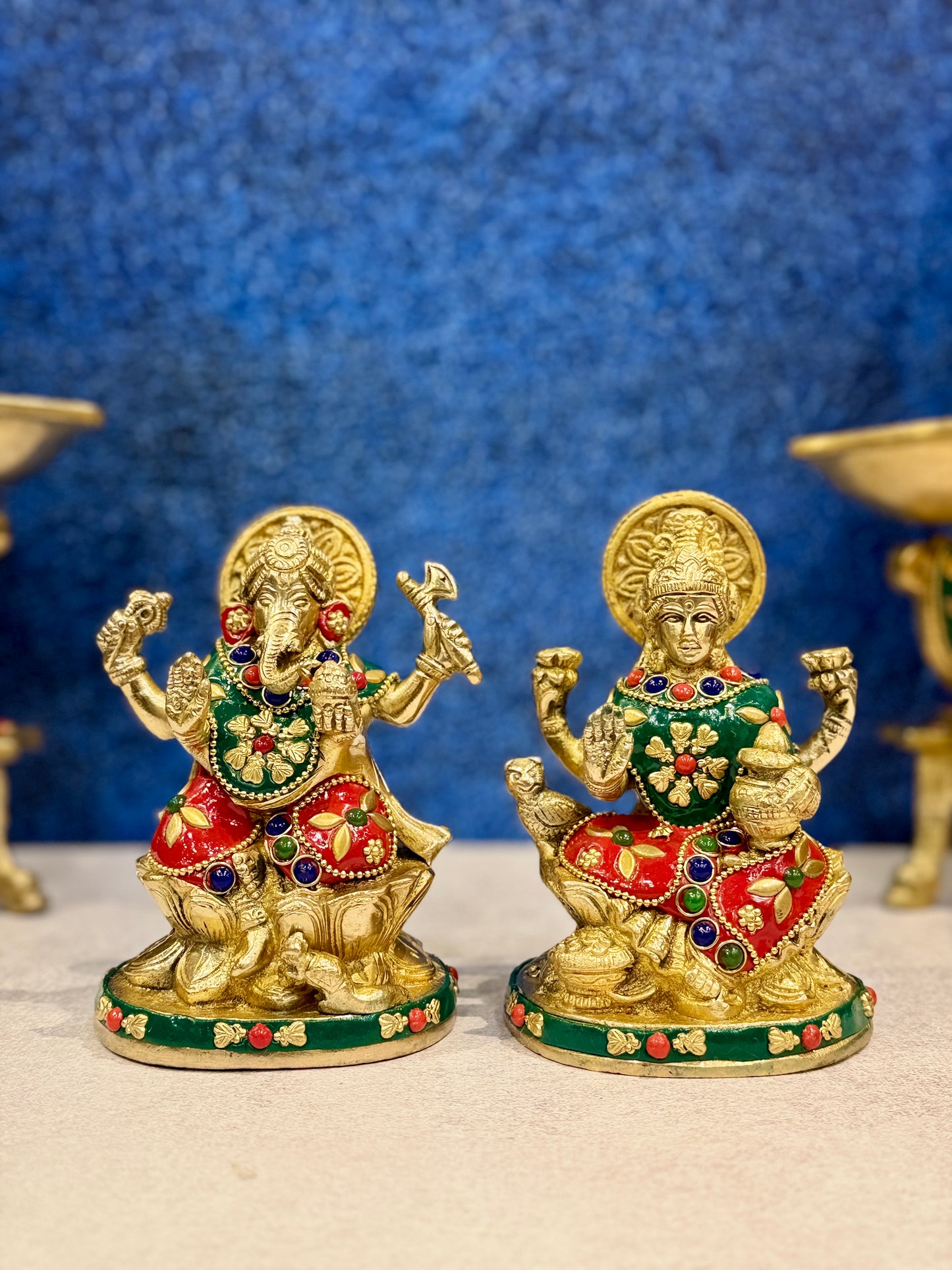 Brassaura® Brass Laxmi Ganesh Statue | Height 5 Inches