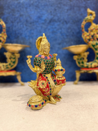 Brassaura® Brass Lakshmi Statue | Height 7 Inches