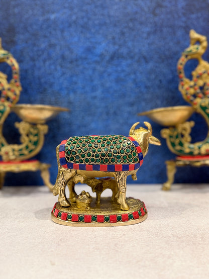 Brassaura® Brass Nandi Cow Statue | Height 4 Inches