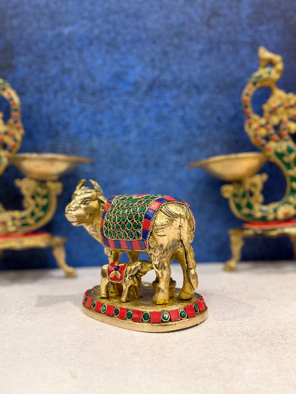 Brassaura® Brass Nandi Cow Statue | Height 4 Inches