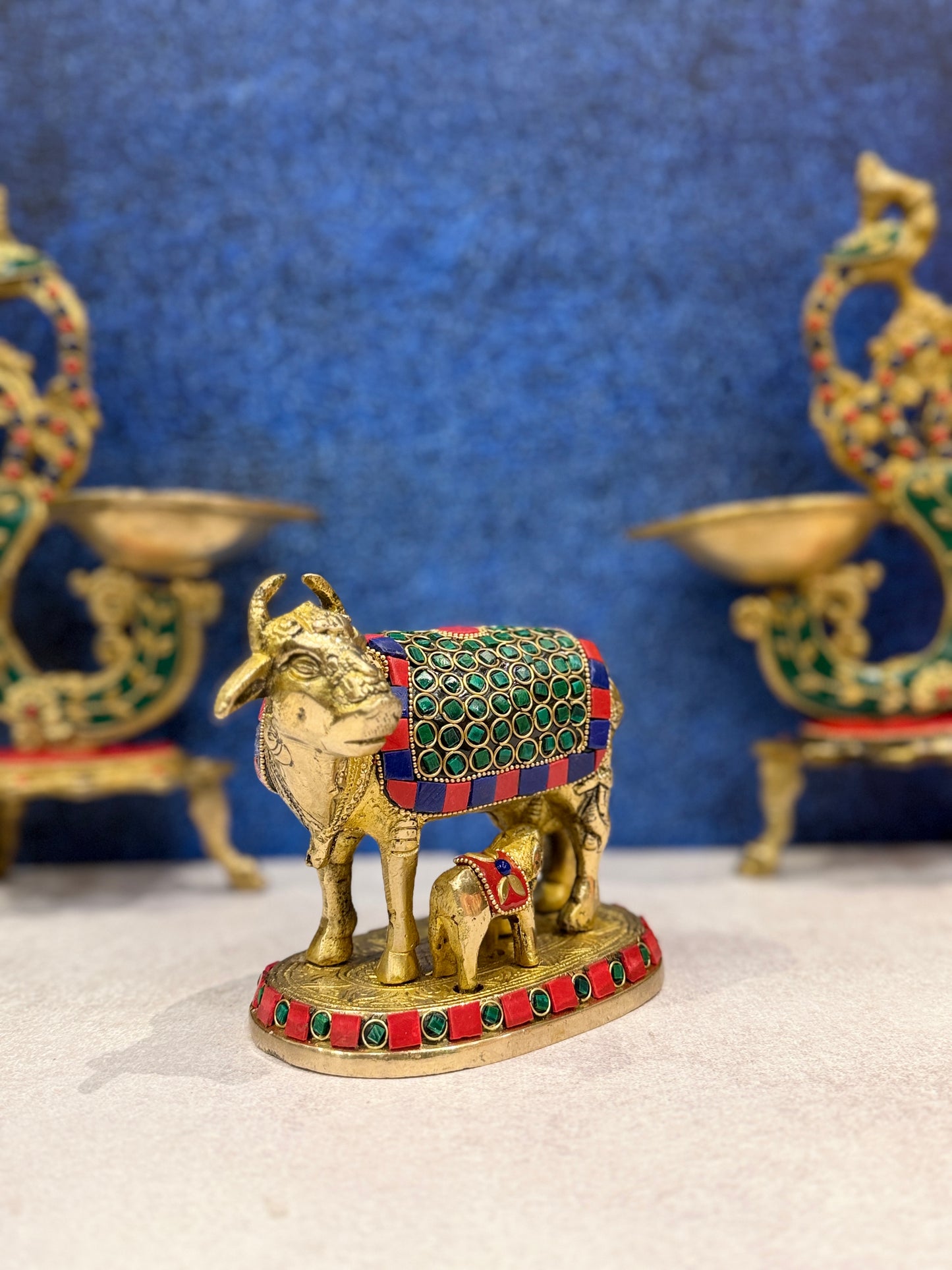 Brassaura® Brass Nandi Cow Statue | Height 4 Inches