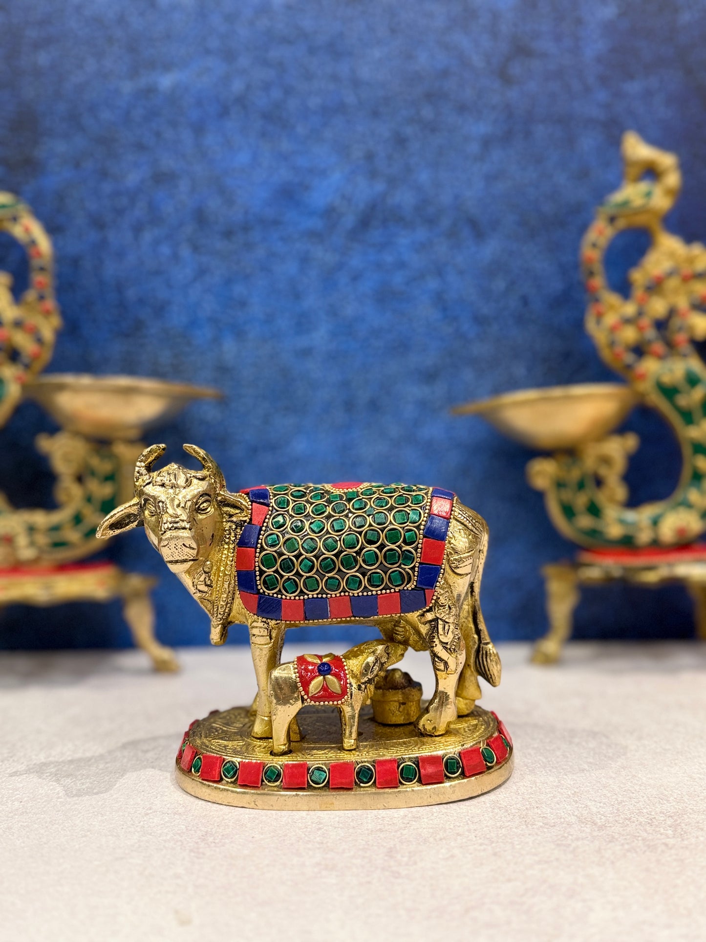 Brassaura® Brass Nandi Cow Statue | Height 4 Inches