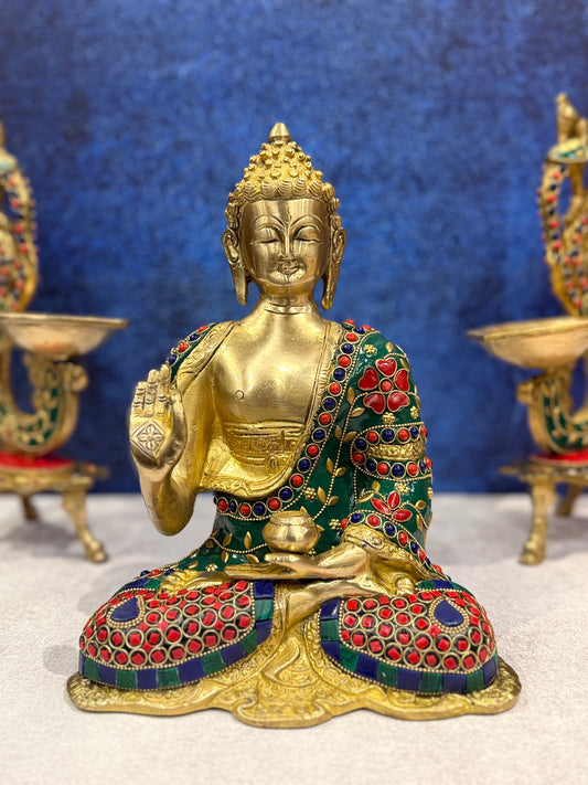 Brassaura® Brass Buddha Statue | Height 10 Inches