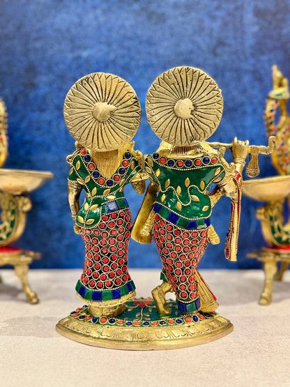Brassaura® Brass Radha Krishna Jodi Statue | Height 10 Inches