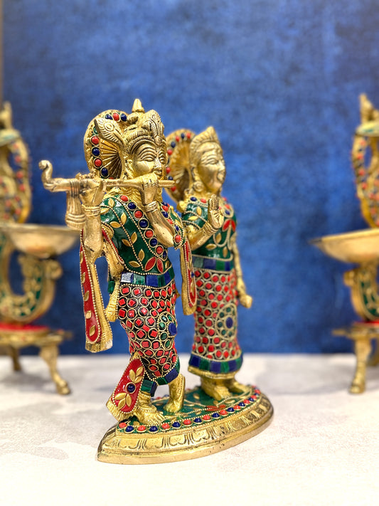 Brassaura® Brass Radha Krishna Jodi Statue | Height 10 Inches