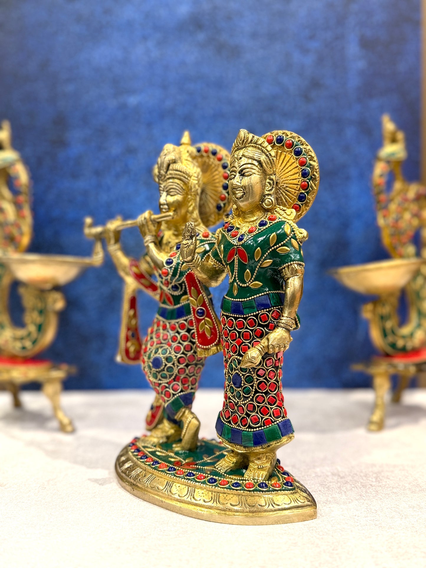 Brassaura® Brass Radha Krishna Jodi Statue | Height 10 Inches