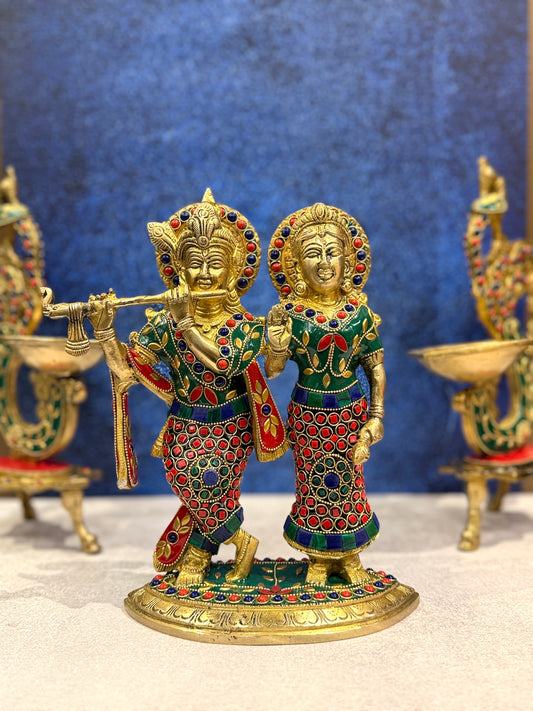 Brassaura® Brass Radha Krishna Jodi Statue | Height 10 Inches
