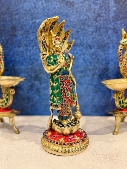 Brassaura® Brass Vishnu Statue | Height 12 Inches