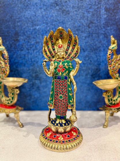 Brassaura® Brass Vishnu Statue | Height 12 Inches