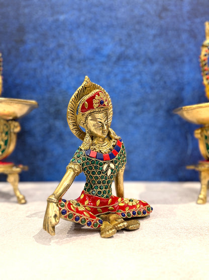 ब्रासोरा® वृंदावन वेणुगोपाल कृष्ण पीतल की प्रतिमा मोर के साथ | एंटीक नीला और सुनहरा रंग | ऊँचाई 20 इंच
