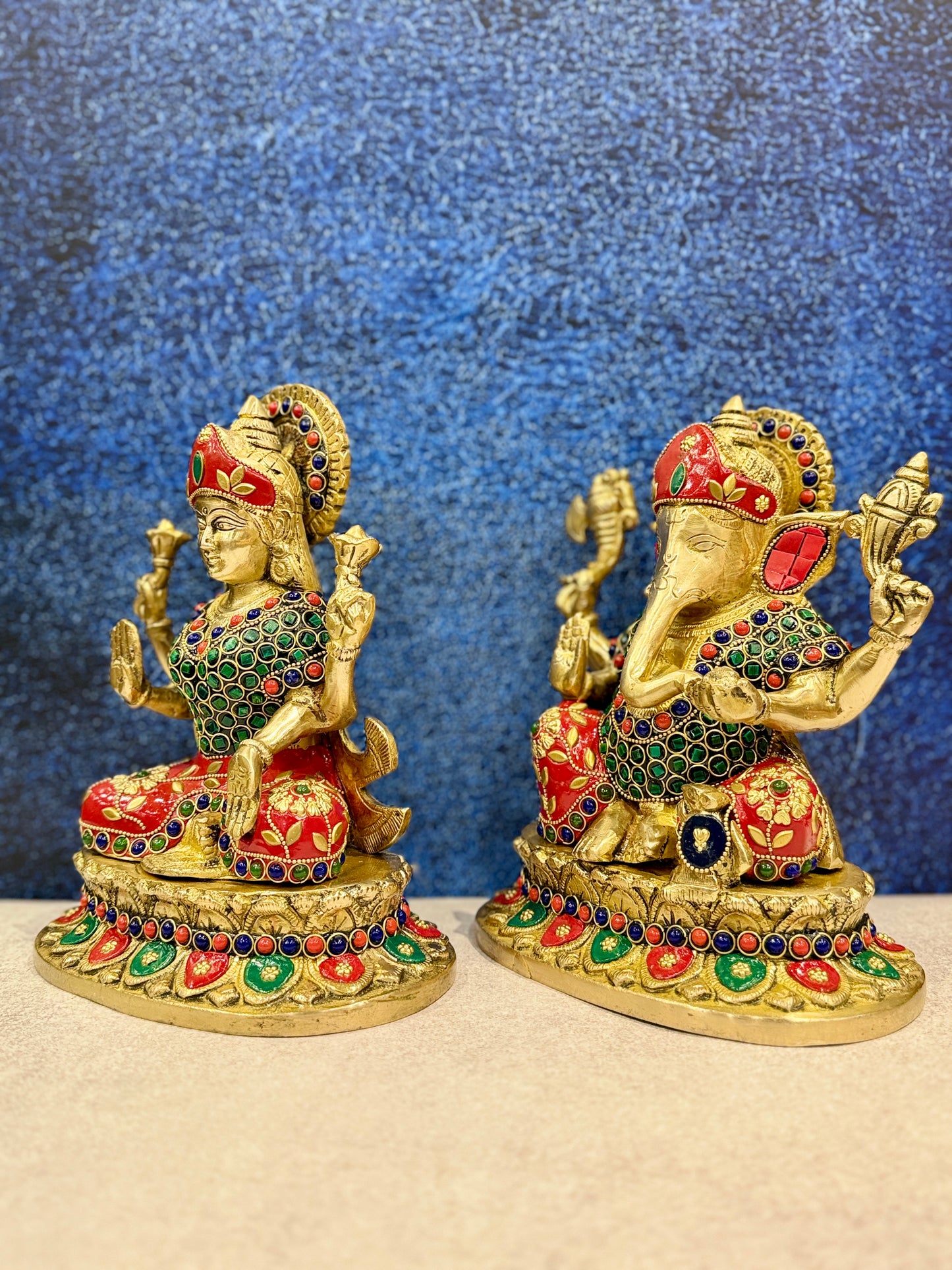Brassaura® Brass Laxmi Ganesh Statue | Height 9 Inches