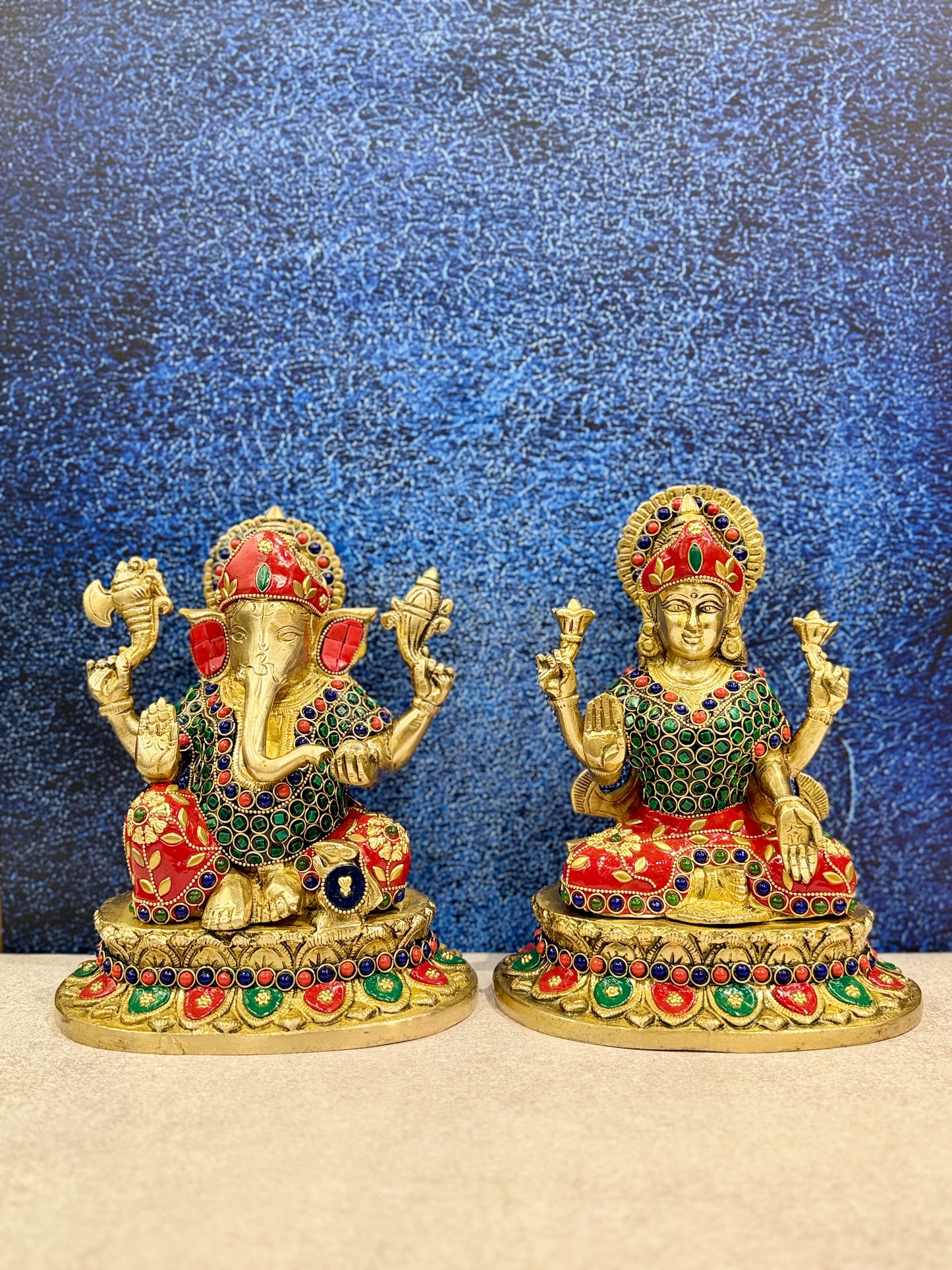 Brassaura® Brass Laxmi Ganesh Statue | Height 9 Inches