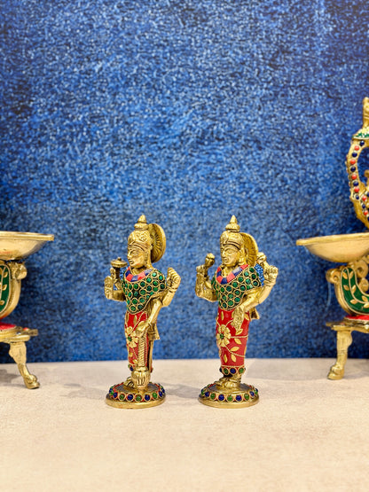 Brassaura® Brass Vishnu Lakshmi Statue | Height 7 Inches