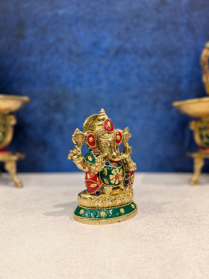 Brassaura® Brass Ganesha Statue | Height 5.5 Inches