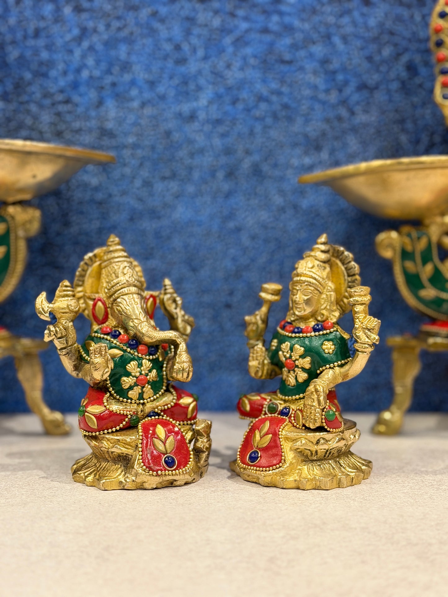 Brassaura® Brass Laxmi Ganesh Statue | Height 5 Inches