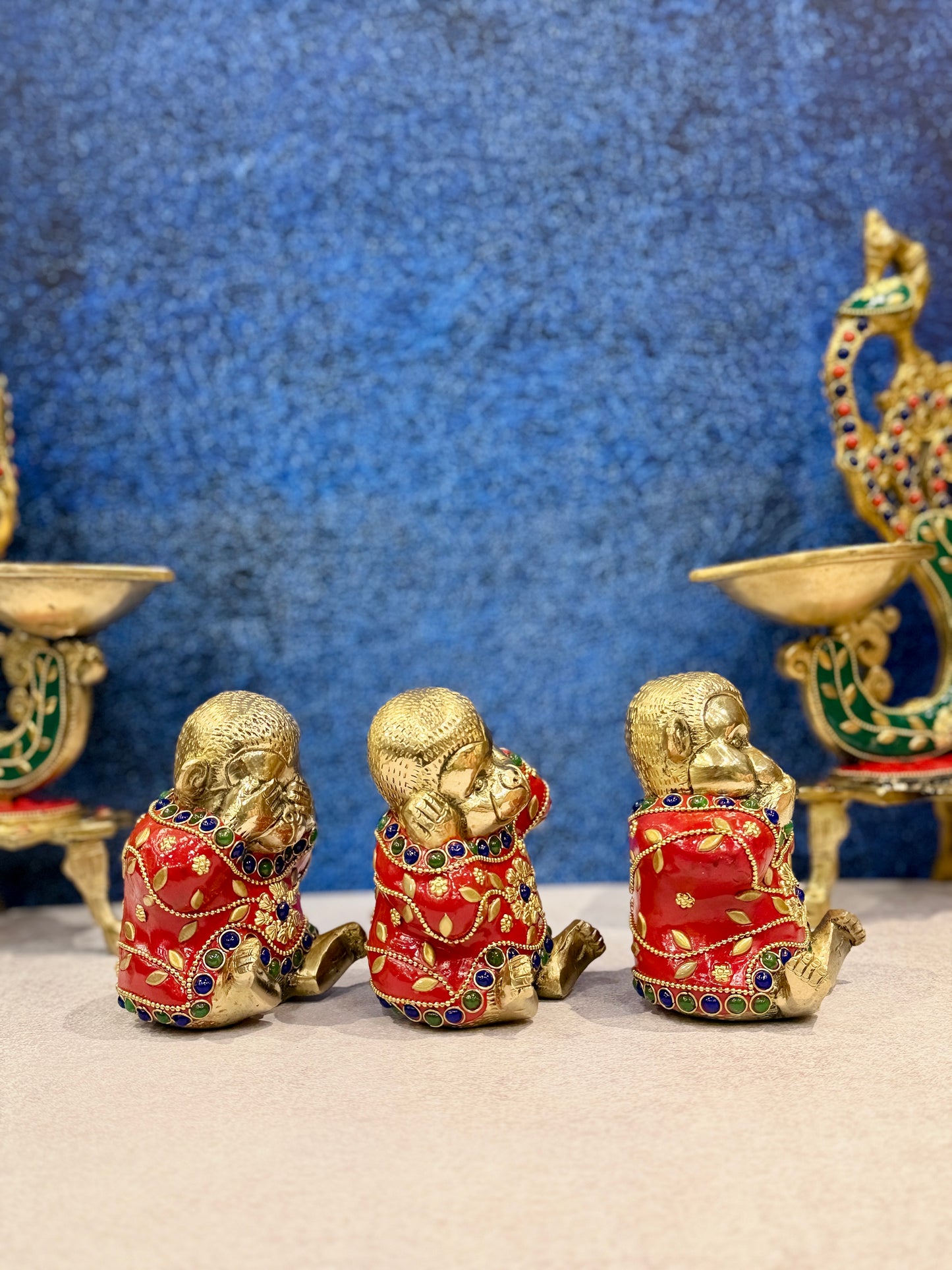 Brassaura® Brass Monkey 3 Piece Set Statue | Height 4 Inches