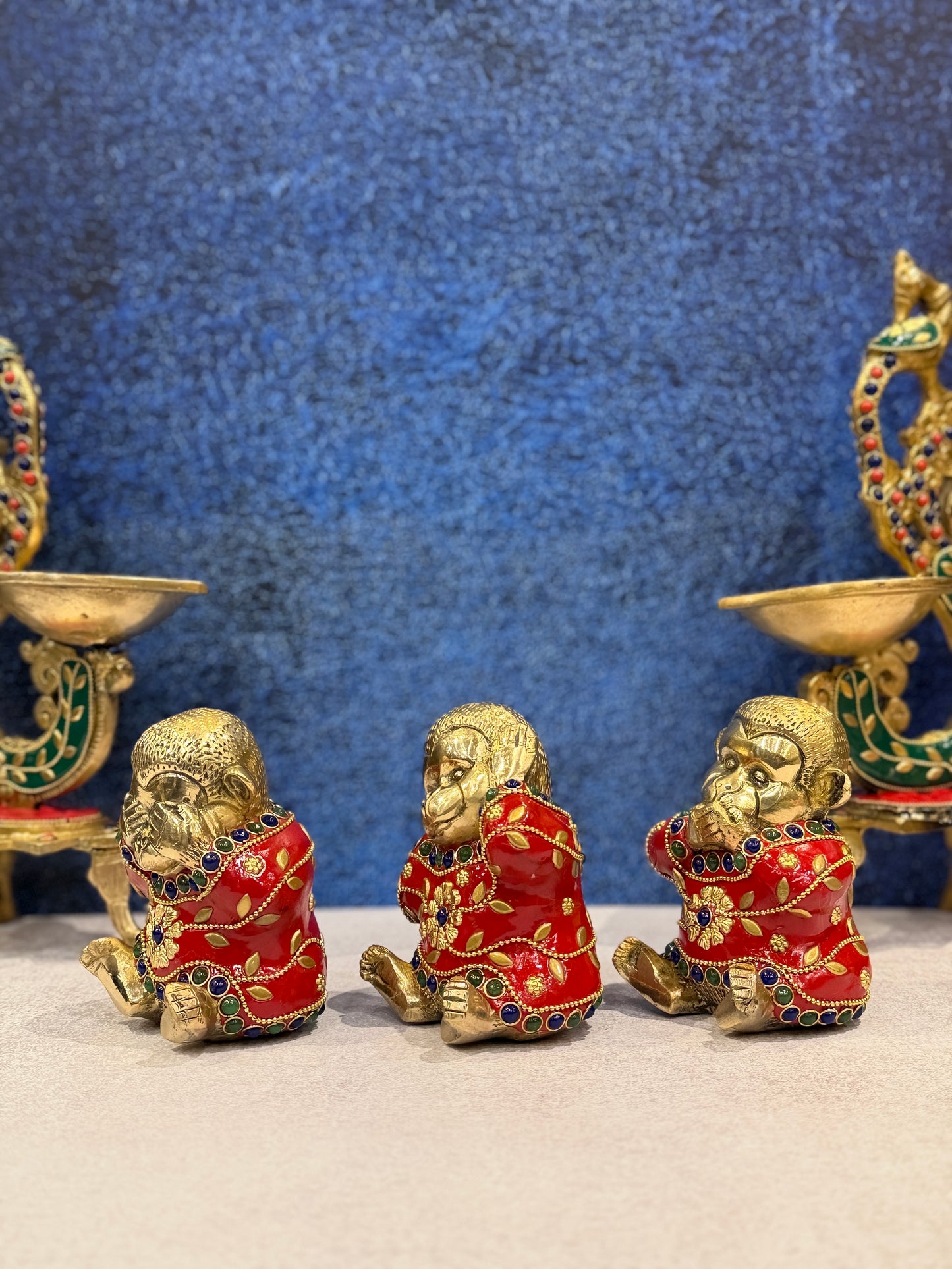 Brassaura® Brass Monkey 3 Piece Set Statue | Height 4 Inches