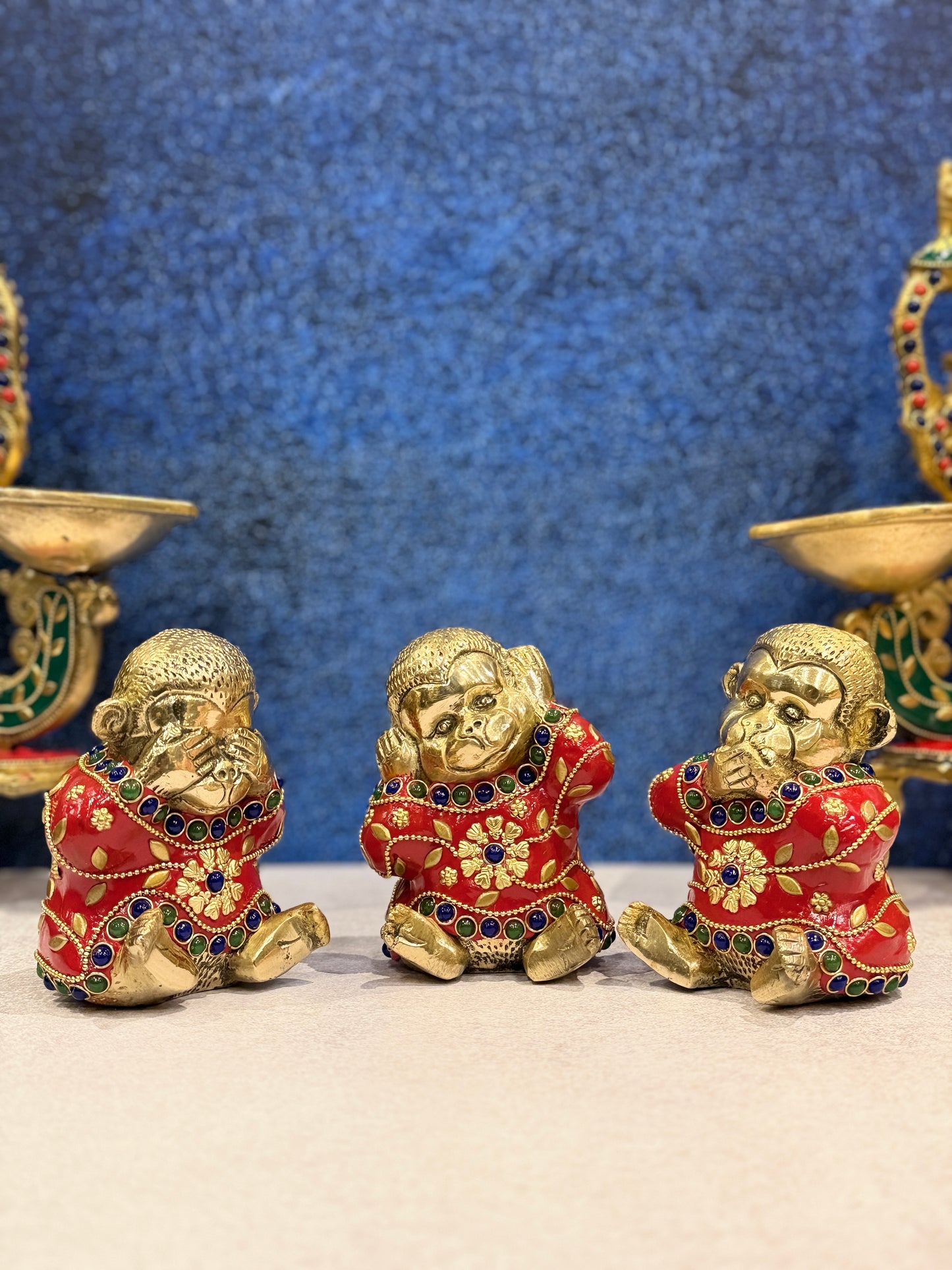 Brassaura® Brass Monkey 3 Piece Set Statue | Height 4 Inches