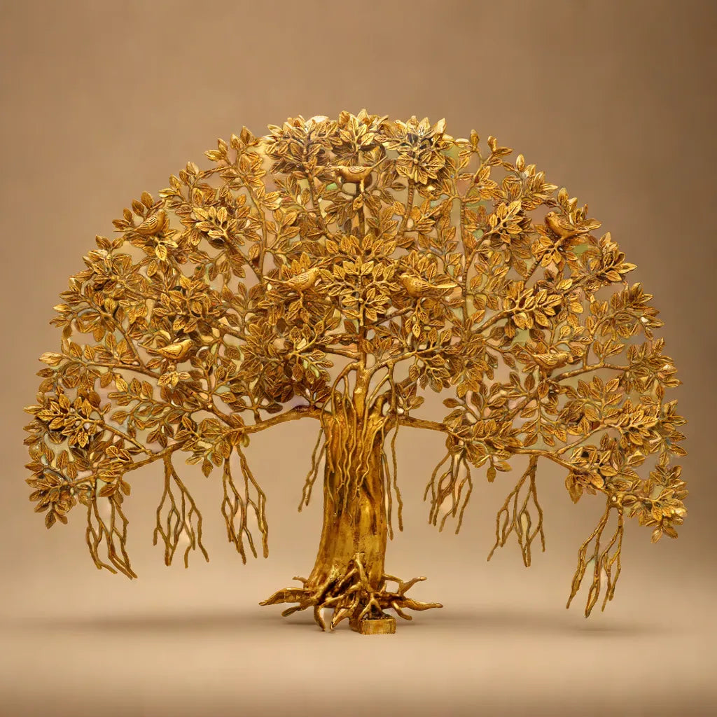 LARGE BRASS BODHI TREE WALL DECORE HEIGHT 36 INCHES