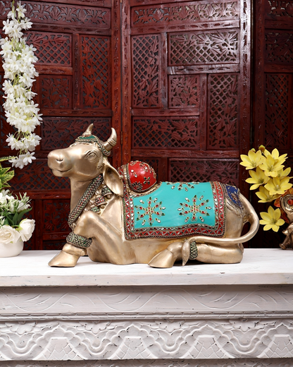 Brassaura® Brass Nandi Idol | Height 14.5 Inches