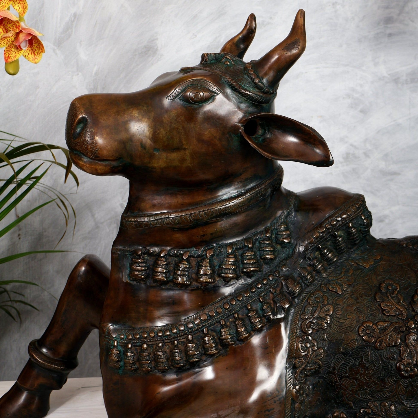 Brassaura® Brass Antique Large Nandi Sculpture | Height 21.5 Inches