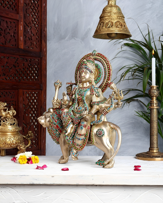 Brassaura® Brass Durga Mata Idol | Height 15 Inches