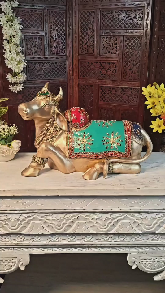 Brassaura® Brass Nandi Idol | Height 14.5 Inches