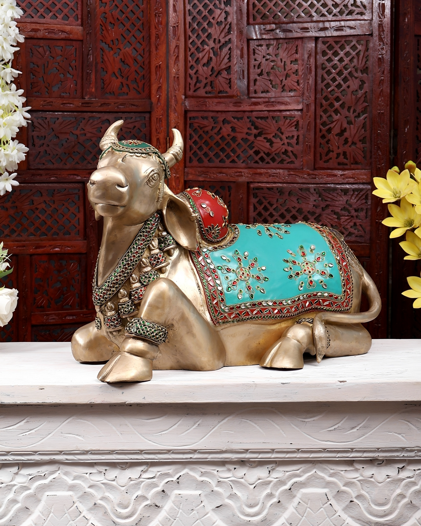 Brassaura® Brass Nandi Idol | Height 14.5 Inches