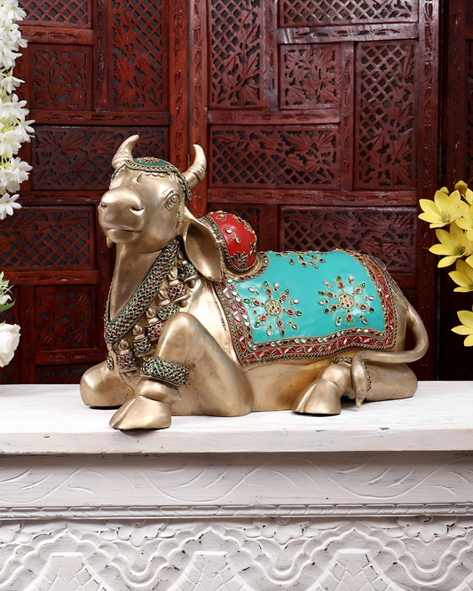 Brassaura® Brass Nandi Idol | Height 14.5 Inches