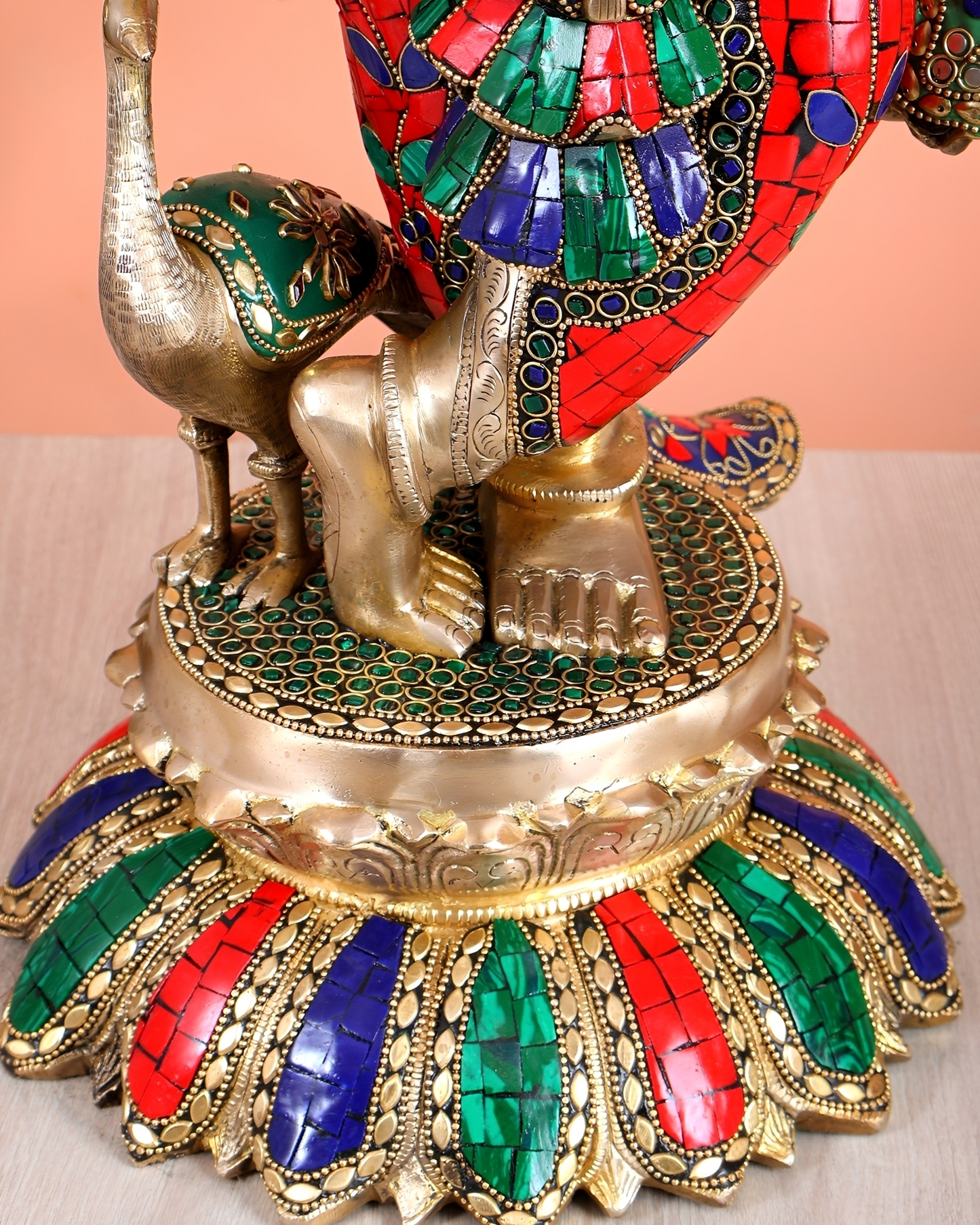 Brassaura® Brass Superfine Krishna with Peacock Statue | Height 27 Inches