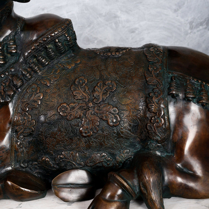 Brassaura® Brass Antique Large Nandi Sculpture | Height 21.5 Inches