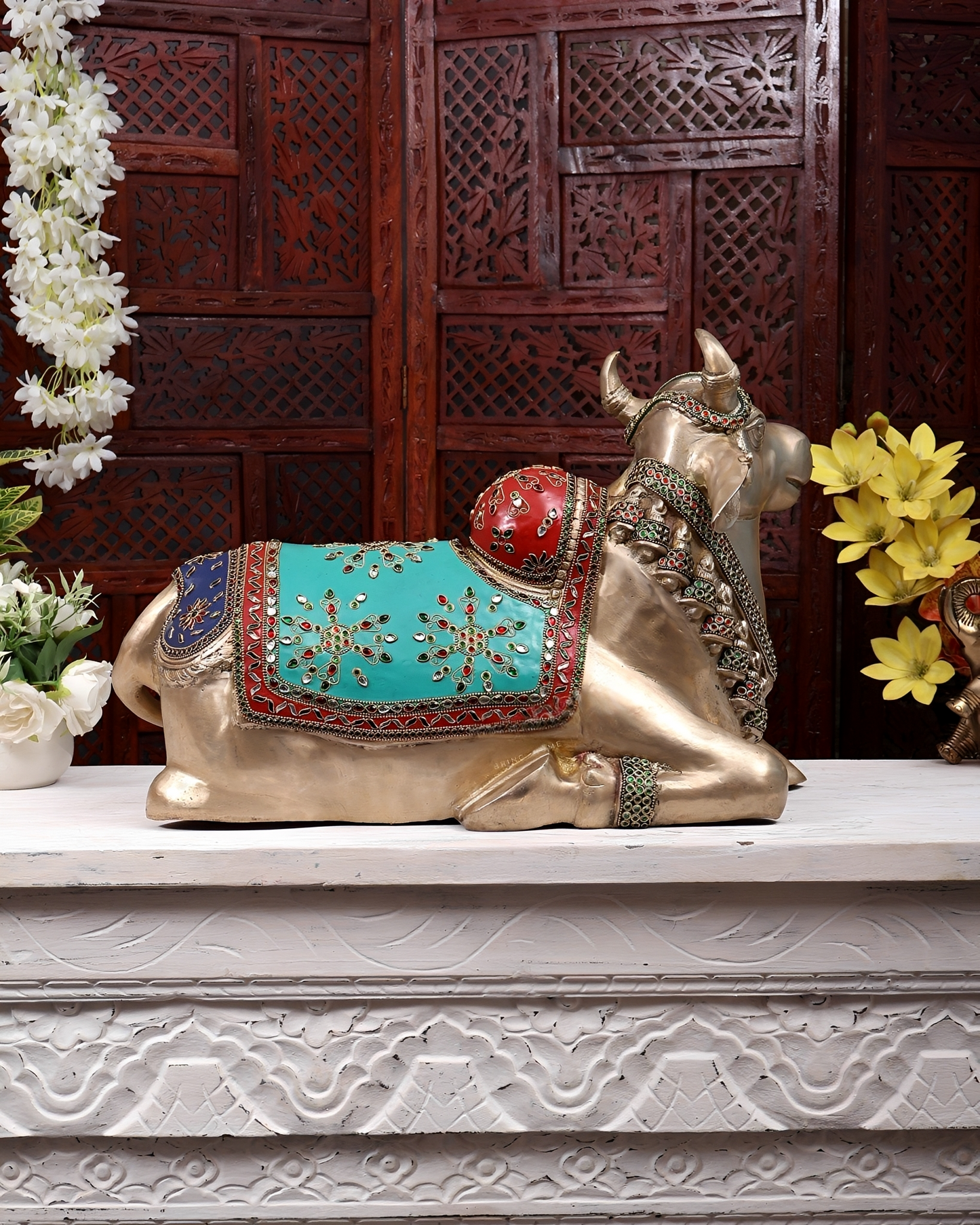 Brassaura® Brass Nandi Idol | Height 14.5 Inches