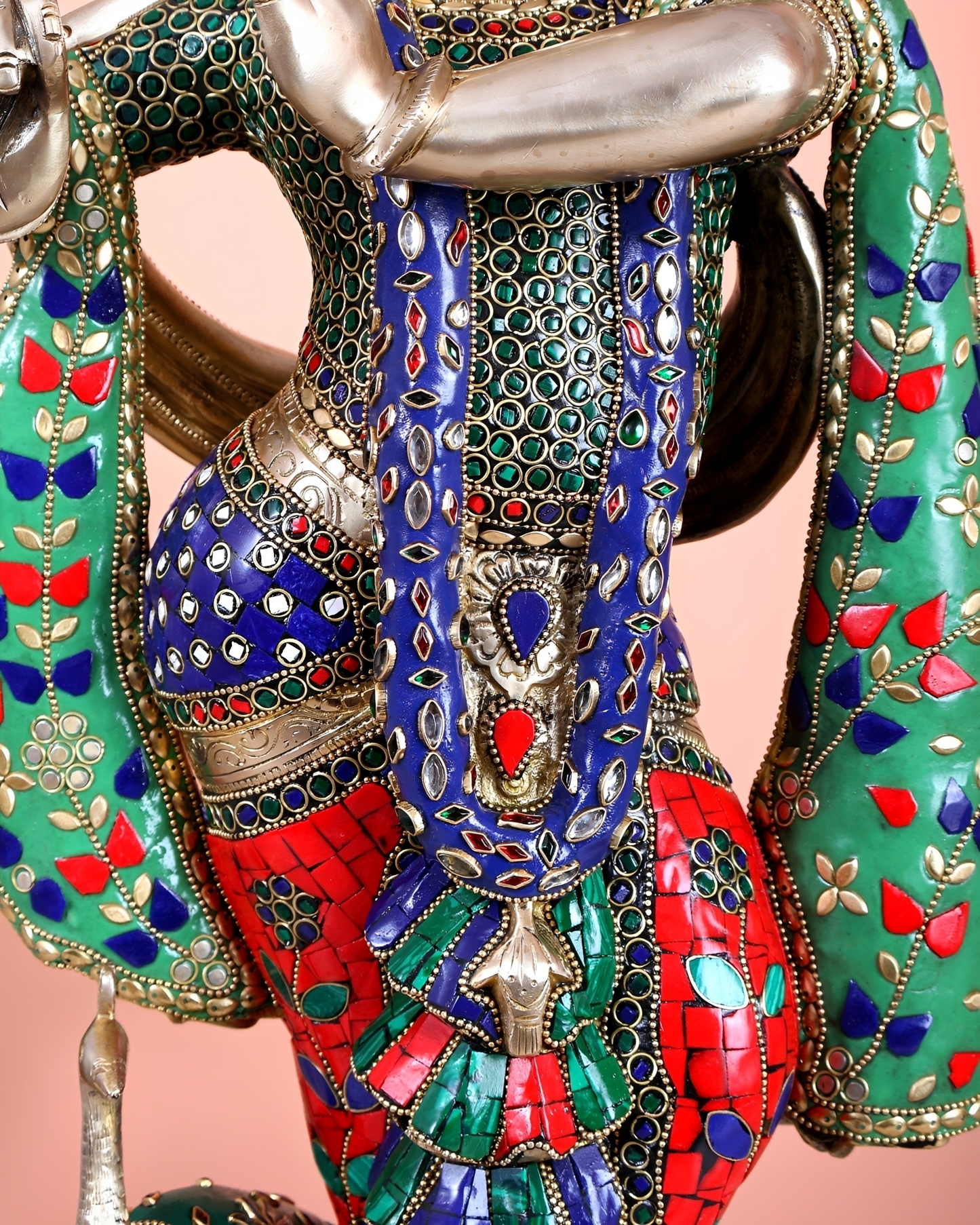 Brassaura® Brass Superfine Krishna with Peacock Statue | Height 27 Inches