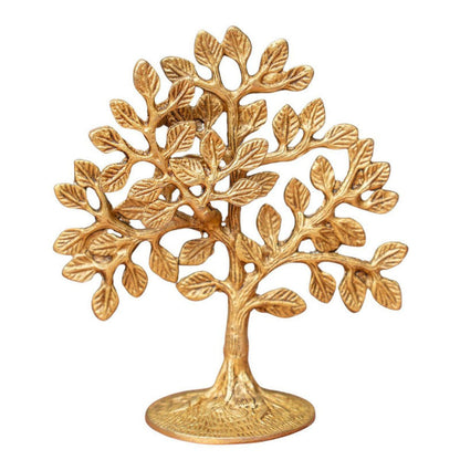 Brassaura® Brass Tree Showpiece | Decorative Tree of Life Sculpture for Home Décor, Office Desk & Gifting | Antique Gold Finish | Handcrafted Brass Art | 16.5 cm | 600 g
