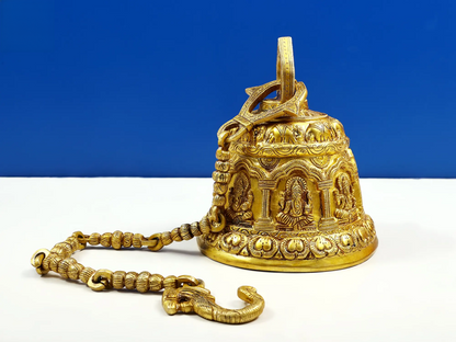 Brassaura™ Ornate Brass Temple Bell with Chain | Height 9 Inches & Weight 7.18 kgs