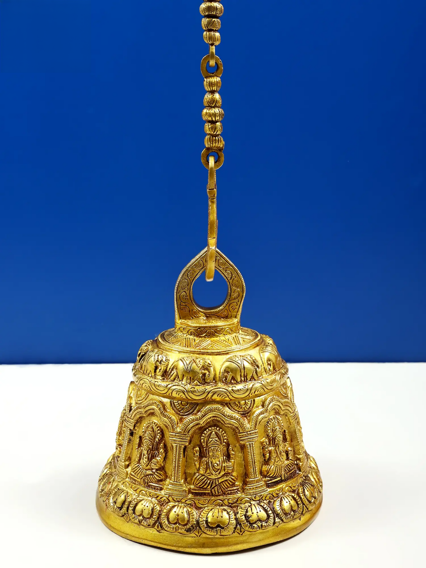 Brassaura™ Ornate Brass Temple Bell with Chain | Height 9 Inches & Weight 7.18 kgs