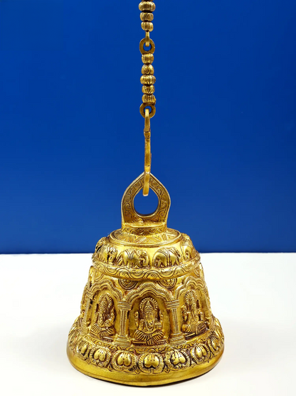 Brassaura™ Ornate Brass Temple Bell with Chain | Height 9 Inches & Weight 7.18 kgs
