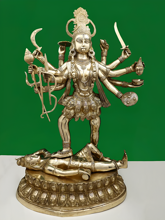 Brassaura® Mahakali Standing on Shiva | Pure Brass | Height 43 Inches & Weight 63 kgs