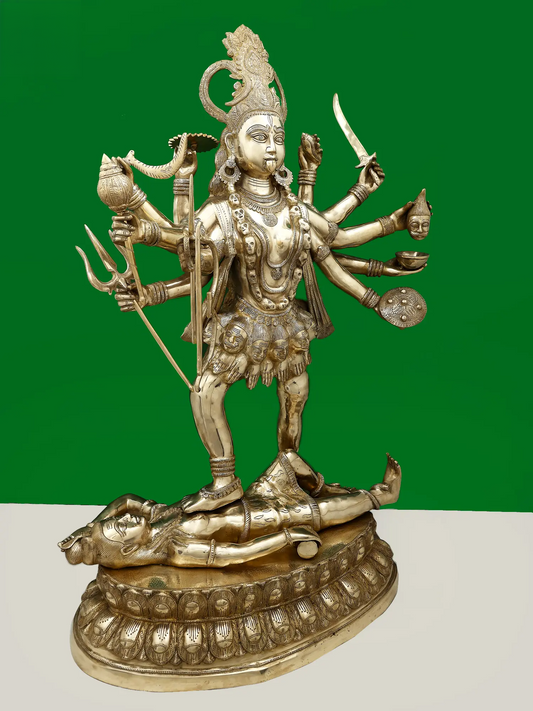 Brassaura® Mahakali Standing on Shiva | Pure Brass | Height 43 Inches & Weight 63 kgs