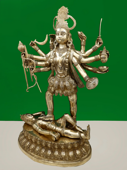 Brassaura® Mahakali Standing on Shiva | Pure Brass | Height 43 Inches & Weight 63 kgs