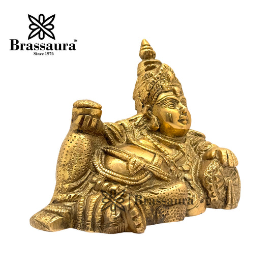 Brassaura™ Brass Kuber Idol – Height 5.6 Inches & Weight 1.9 Kgs | Handcrafted Pooja Sculpture