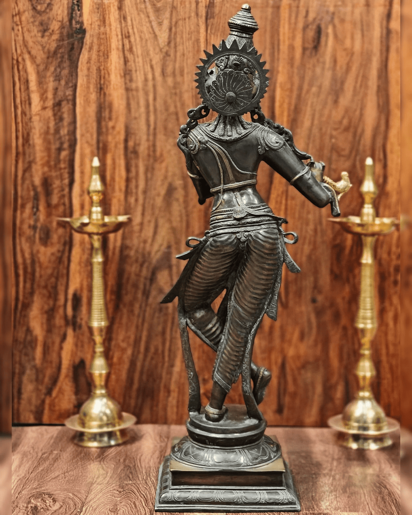 Brassaura™ Lord Krishna Brass Statue | Antique Bronze Finish | Height 35 Inches & Weight 19 Kgs