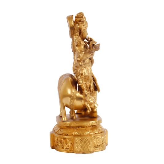 Brassaura™ Lord Krishna Brass Idol | Height 12.5 Inches & Weight 5.5 Kgs