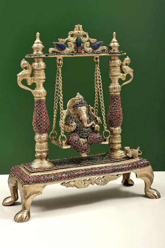 Brassaura™ Brass Ganesha Jhula | Height 13 Inches & Weight 4.37 kgs