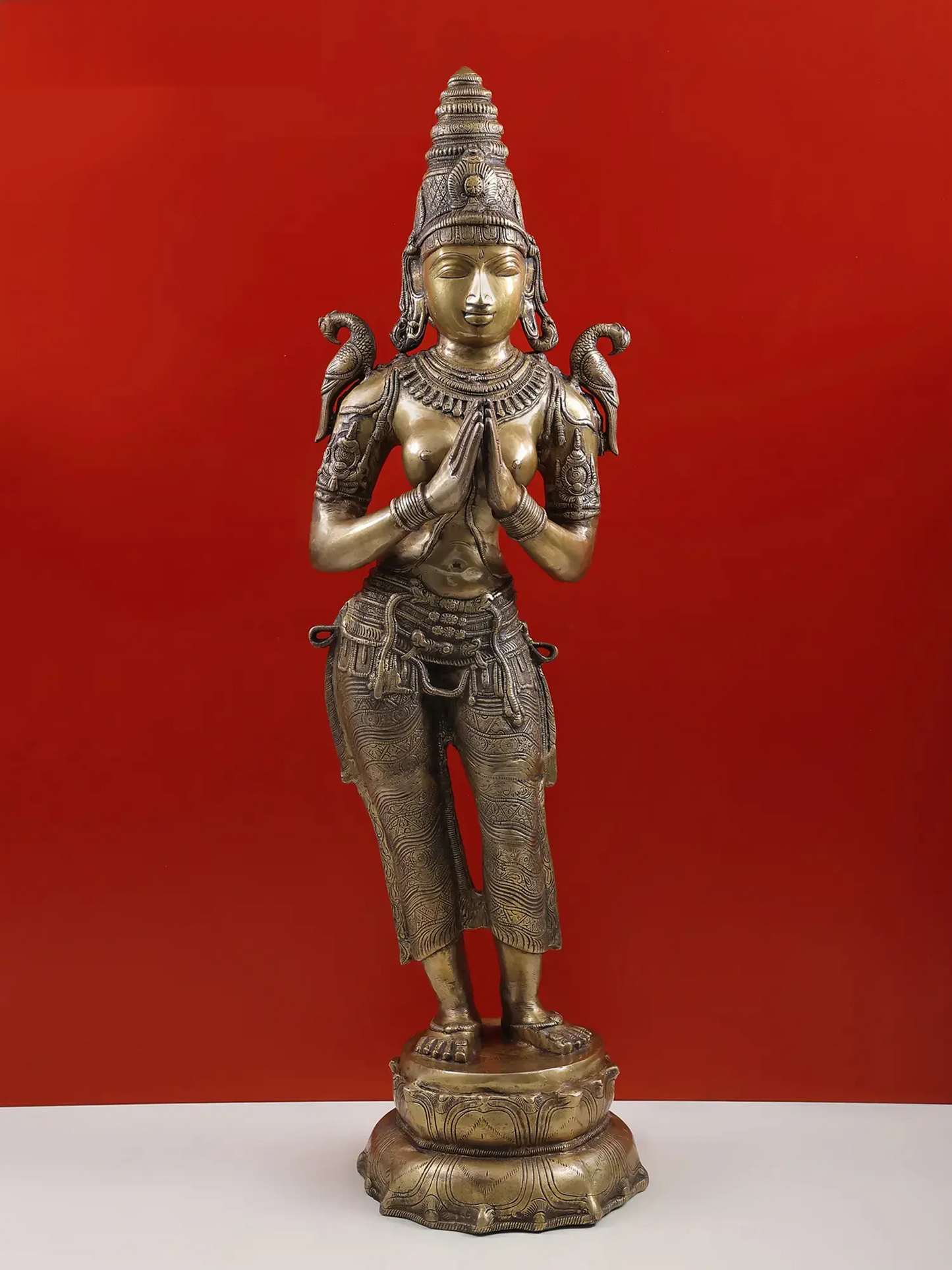 Brassaura® Brass Namaste Lady Statue | Height 44.5 Inches & Weight 27.60 kg
