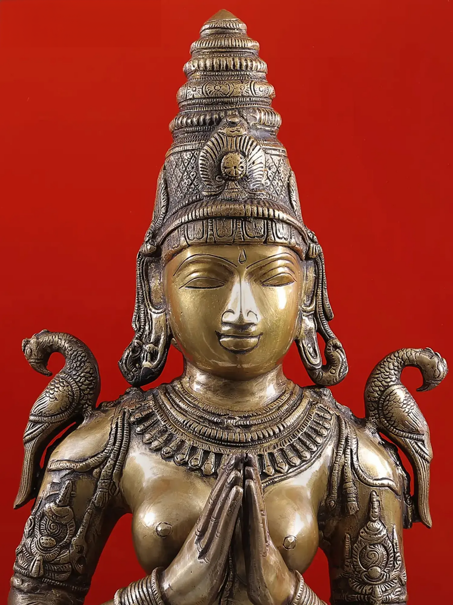 Brassaura® Brass Namaste Lady Statue | Height 44.5 Inches & Weight 27.60 kg