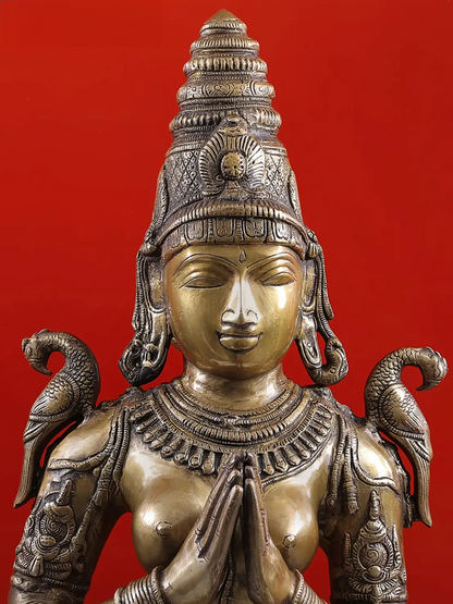 Brassaura® Brass Namaste Lady Statue | Height 44.5 Inches & Weight 27.60 kg